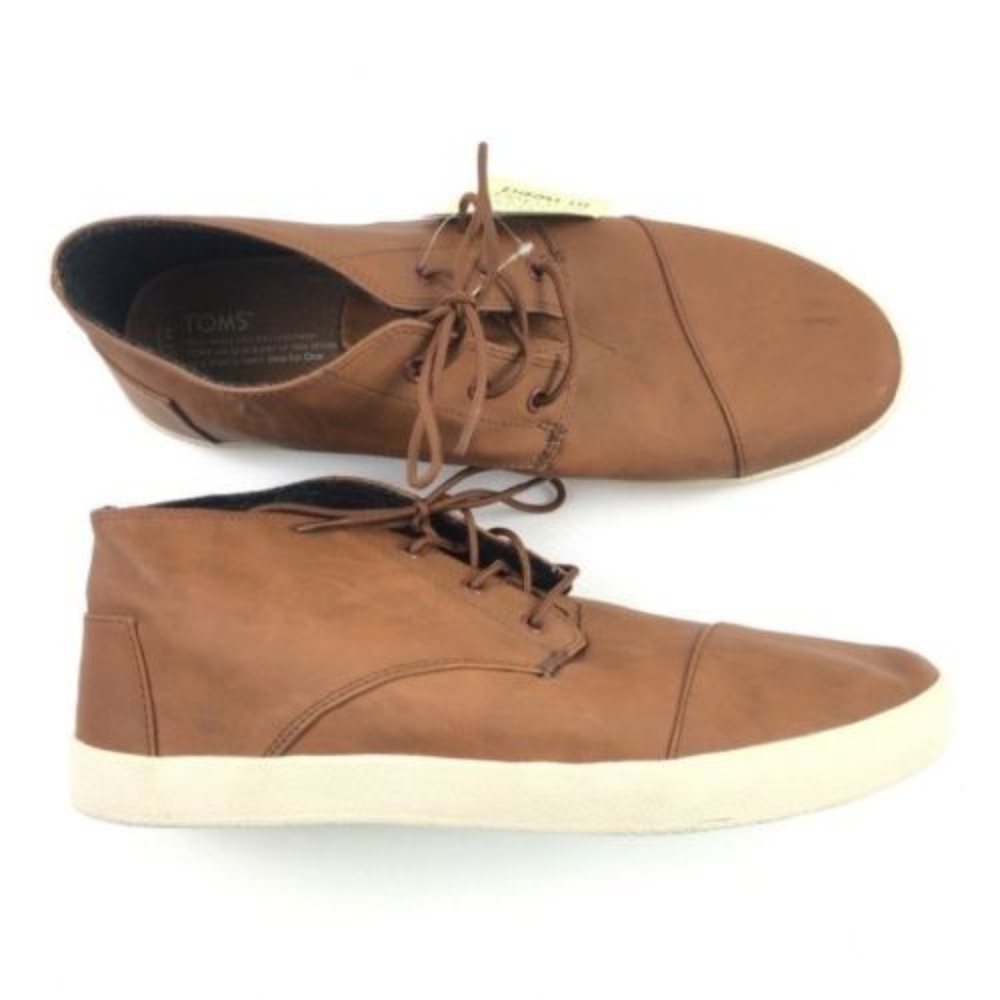 TOMS Brown Leather Laces Paseo Shoes Mens 7.5, 8